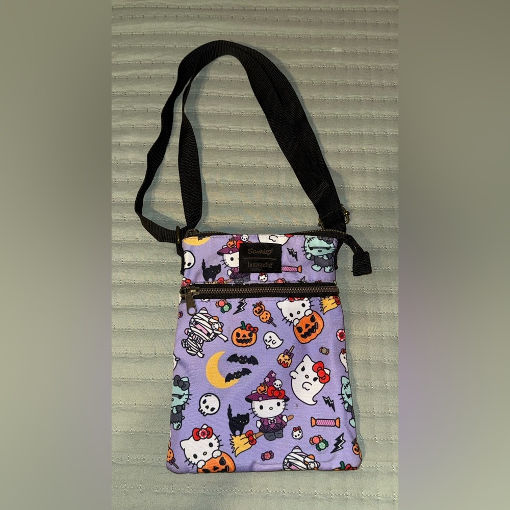 Sanrio Purple and Black Crossbody Bag with Halloween Charm